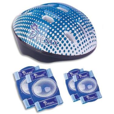Imagem de Kit Capacete Azul Com Cotoveleiras E Joelheiras Fenix Fcb0