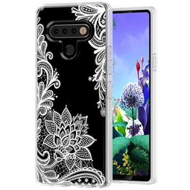 Imagem de Ueokeird Capa de telefone para LG K51, para LG Reflect, capa para LG Q51 meninas mulheres, capa protetora fina à prova de choque com estampa floral transparente macia flexível TPU para LG K51