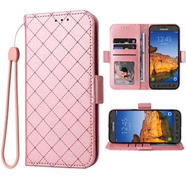 Imagem de Capa carteira compatível com Samsung Galaxy S7 Active e alça de pulso e suporte de cartão flip de couro para celular Glaxay S7Active Gaxaly S 7 7Active 7s Galaxies G891A feminino masculino rosa