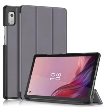 Imagem de Capa magnética de couro para tablet Lenovo Tab M9 2023 TB310FU TB310XC 9 polegadas PU suporte triplo coque + filme + caneta (cinza, Tab M9 2023 9 cm)
