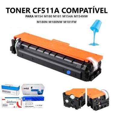 Imagem de Toner Cf511a 511a Compatível C/ M154 M180 M181 154A 154NW 180N 180NW 1
