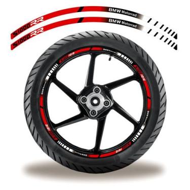 Imagem de Friso De Roda Adesivo Refletivo Bmw S1000R Vermelho Preto E Branco - C
