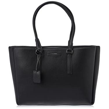 Imagem de Calvin Klein Bolsa feminina preta de poliuretano, Preto/branco