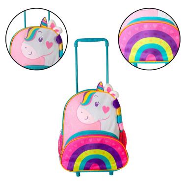 Imagem de Mochila de Unicórnio Infantil com Rodinhas Colorida Escolar