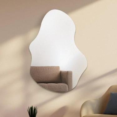 Imagem de Espelho Grande Decorativo 80 X 50 Lapidado Orgânico Luxo com Suporte -