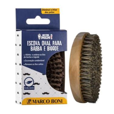 Imagem de Escova Oval S/ Cabo Barba E Bigode Cerdas Macias Marco Boni, Marrom