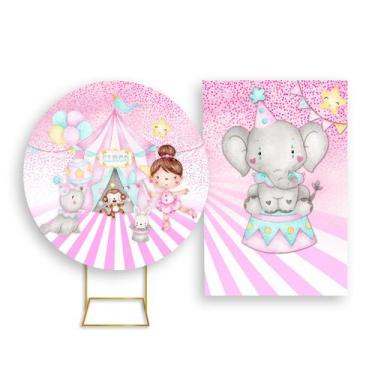 Imagem de Painel De Festa Redondo 1,50x1,50 + Painel Vertical 1,50x2,20 - Circo 