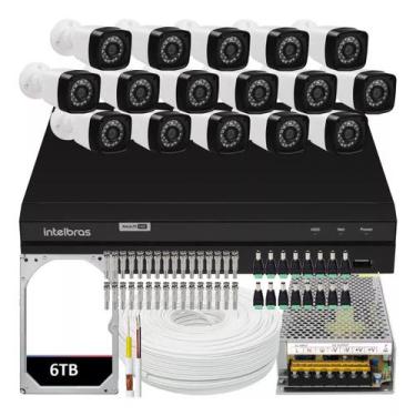 Imagem de Kit Dvr Intelbras 16 Canais H.265 6tb 16 Câmeras Full Hd 20m