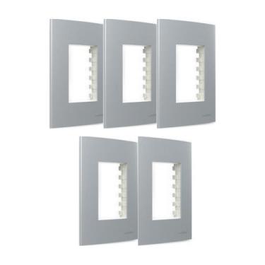 Imagem de Kit 5 Placa 4x2 3 Postos com Suporte Cinza Sleek Margirius, Cinza
