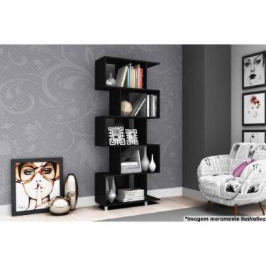 Imagem de Estante Livreiro Casal ESM209 c/ 5 Nichos Preto - Movelbento