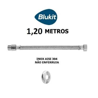 Imagem de Ligação Engate Flexível Aço Inox 1,2 Metros Água Quente Fria Blukit - 
