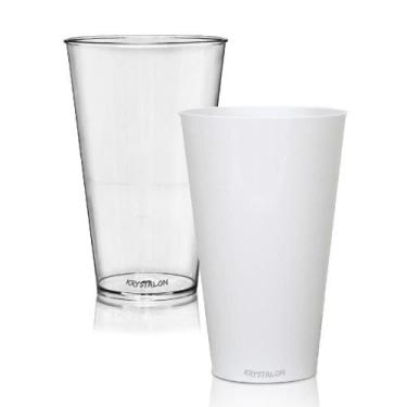 Imagem de Kit 2 Copos Big Drink Branco E Transparente 550 Ml - Krystalon