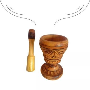 Imagem de Pilão de Madeira Torneado para Temperos e Alhos - RD Store