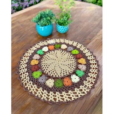 Imagem de Toalha de Bandeja Pequena Redonda Primavera 45cm Crochê Artesanal - Ma