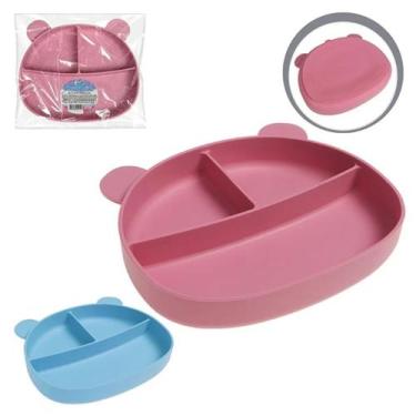 Imagem de Prato Silicone Baby com 3 Divisória Alimentação divertida para seu Beb