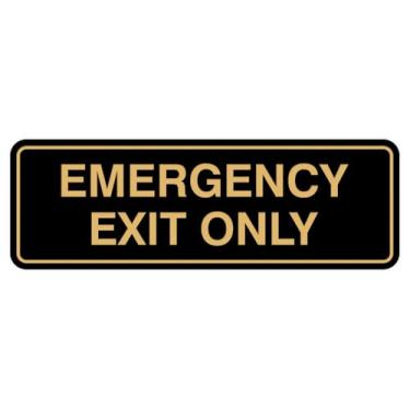 Imagem de Signs ByLITA Placa padrão apenas para saída de emergência - fácil instalação | Placa de parede ou porta durável (preto dourado) - Grande pacote com 2