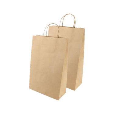 Imagem de Kit 20 Sacolas GG Kraft Com Alça Tamanho 39x32x16 P/ Eventos Festas - 