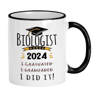 Imagem de Casitika Caneca de café de graduação bióloga. Presente engraçado de graduação em biologia de 325 ml para estudantes universitários recebendo um mestrado ou doutorado.