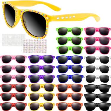 Imagem de MEEZY 20/30/50/100 peças de óculos de sol neon a granel, óculos de sol de festa para encher sacolas de aniversário, verão, praia, lembrancinhas de festa, Multicor, Medium (M)