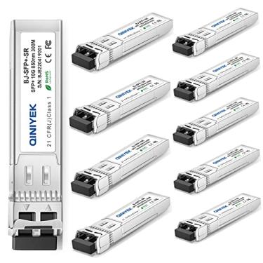 Imagem de QINIYEK Pacote com 10 transceptores 10GBase-SR SFP+, módulo LC multimodo 10G SR SFP 850nm, até 300 m, compatível com Cisco SFP-10G-SR, Unifi UF-MM-10G, Meraki, Fortinet, Mikrotik, Netgear, Supermicro