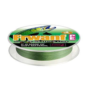 Imagem de FRWANF Linha de pesca trançada de 4 fios - sem desbotamento - elasticidade zero - baixa memória, 0,20 mm/9 kg pesca no mar, pesca no lago, pesca no rio, água salgada, linha de pesca em fibra UHMWPE, verde exército (não desbota)