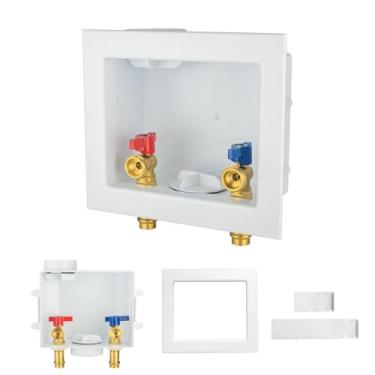 Imagem de 1 PACOTE GUOFIS Caixa de Saída para Máquina de Lavar Roupa PEX com Design de Dreno Central e Lateral (Entrada de Conexão de Prensa de Cobre de 1/5.1 cm X Saída MHT)