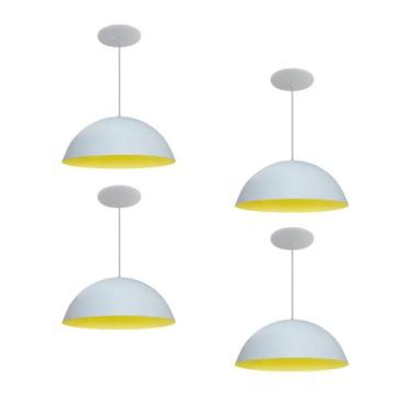 Imagem de Kit 4 Luminária Pendente Meia Lua 50cm Interior Amarelo Com Fiação 110