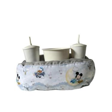 Imagem de Almofada Com Bolso Porta Pipoca Balde + Copos Mickey Nuvem - Maria dos