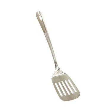 Imagem de Espátula vazada metal 35cm longa gourmet colher cozinha - Rio Tijucas,