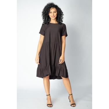 Imagem de Vestido Curto Viscose Camadas Xororó Preto - Amazonia Vital