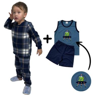 Imagem de Pijama Inverno Infantil Soft para Menino - Kit 4 Peças - Minhoquéce, 1
