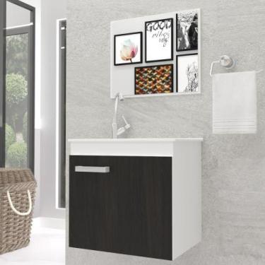 Imagem de Gabinete Banheiro Bari 45 cm Branco C/Êbano Kit Completo Branco - GABI