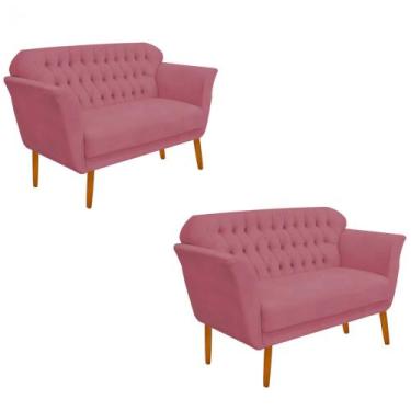 Imagem de Kit 02 Namoradeira  Decorativa  Ster com Capitone Pés Palito em Madeir