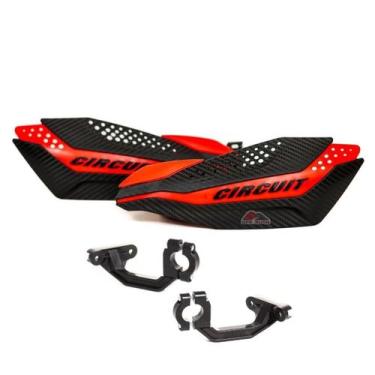 Imagem de Protetor De Mão Circuit - Dakar - Vermelho Com Carbono - Modelo Univer