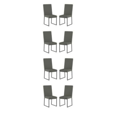 Imagem de Kit 8 Cadeiras Para Mesa De Jantar Base Industrial Preto Balaqui - Bal