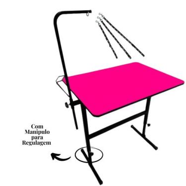 Imagem de Mesa De Tosa Regulável Pet Shop 80x60 Varias Cores - Bravura Pet, Rosa