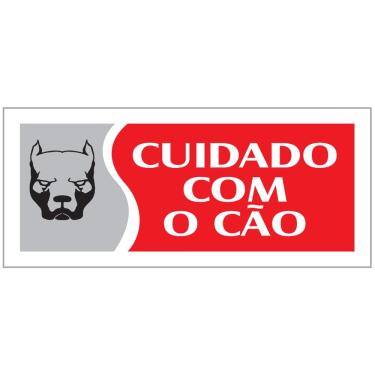 Imagem de Placa - Cuidado Com Cao - Vermelha / Em Ps 20 X 7Cm Emplac Br