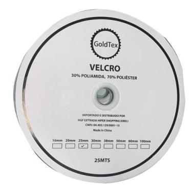 Imagem de tiras autocolantes Branco 25mm Macho e Femea rolo c/25mts NÃO É ADESIV