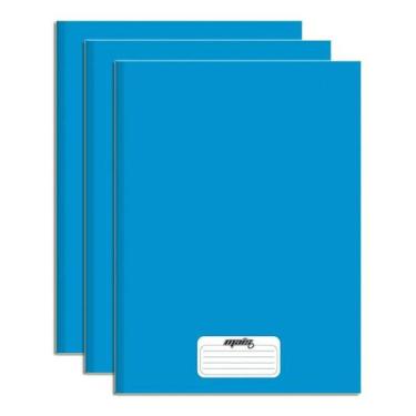 Imagem de Caderno Brochura Capa Dura Azul 96 Folhas Kit 3 - Redomma, Brochura 1/