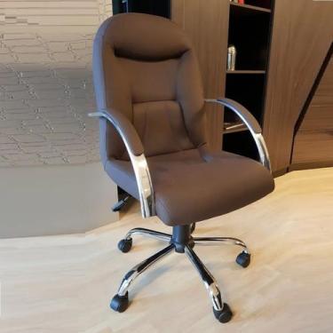 Imagem de Cadeira Giratória Escritório Day Presidente Marrom Relax Base Cromada 