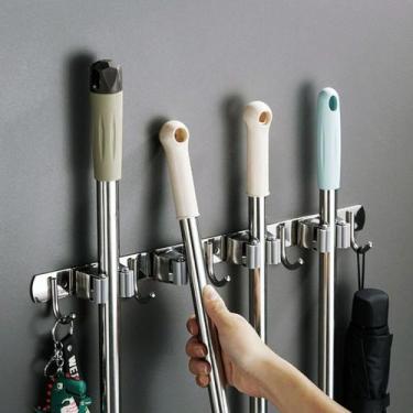 Imagem de Suporte Vassoura Organizador de Ambiente Suporte Parede Multiuso Inox 