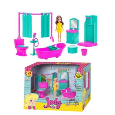 Imagem de Judy banheiro c/ Boneca e Acessórios Brinquedo Menina Casinha - Samba 