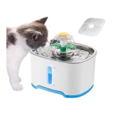 Imagem de Bebedouro Fonte Água 2,5L Inox Filtro Automático Gatos Cães - Pet For 