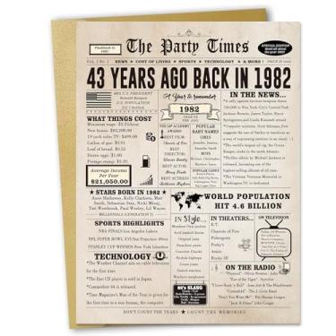 Imagem de Londue Happy 43rd Birthday Card for Women Men, Funny 43 Year Old Birthday Gift Card for Husband Wife Him Her, Retro Back in 1981 Birthday Decoration