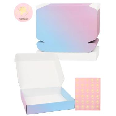 Imagem de DERZIFUN Caixas de Remessa 10X8X2" Caixas de Papelão: Pacote com 30 Caixas de Correio com Gradiente Roxo - Caixas para Embalagem de Pequenas Empresas