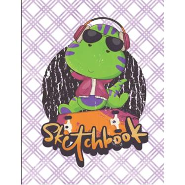 Imagem de Sketchbook: Cool Skating Dinosaur Sketchbook for boys Ages 4-8, Large Blank Sketchbook, 120 Pages, 8.5" x 11", Cute Dinosaur Blank Notebook for ... Cool Dinosaur Sketchbook, Kids Drawing Books