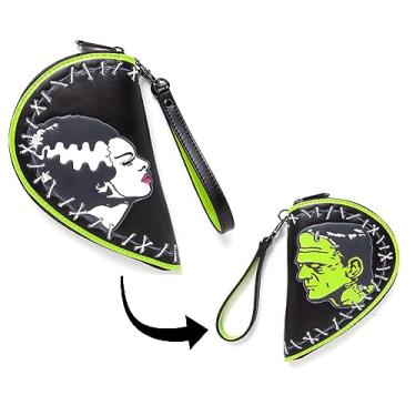 Imagem de Bride & Frankenstein Clutch Stitch Heart Shaped Wristlet Zip Around Wallet