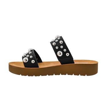 Imagem de Corkys Footwear Sandálias Bad Romance | Alças enfeitadas, design fácil de calçar | Elegante e confortável para uso diário |, Preto, 38