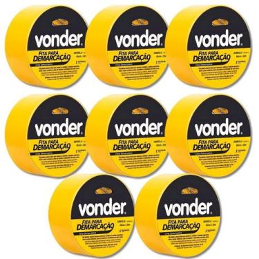 Imagem de Kit Com 8 Fitas Adesivas Para Demarcação 48mmx30m Amarela - Vonder