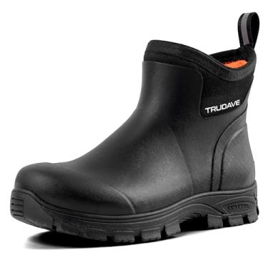 Imagem de Trudave Botas De Chuva Masculinas, Sapatos De Jardim À Prova D'Água, Botas De Trabalho De Borracha No Tornozelo, Botas De Acampamento Ao Ar Livre, Botas De Neve E Lama Para Agricultura, Caça, Trabal